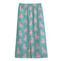 Cute Pink Llama Pattern Print Cotton Front Slit Maxi Skirt