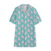 Cute Pink Llama Pattern Print Cotton Hawaiian Shirt