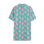Cute Pink Llama Pattern Print Cotton Hawaiian Shirt