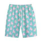 Cute Pink Llama Pattern Print Cotton Shorts