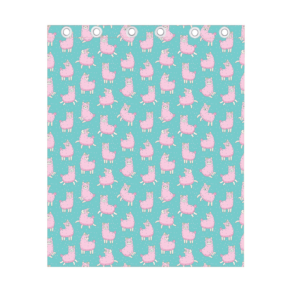 Cute Pink Llama Pattern Print Curtain