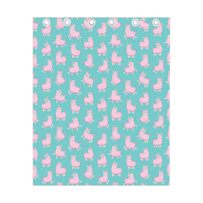 Cute Pink Llama Pattern Print Curtain