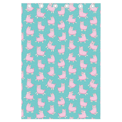 Cute Pink Llama Pattern Print Curtain