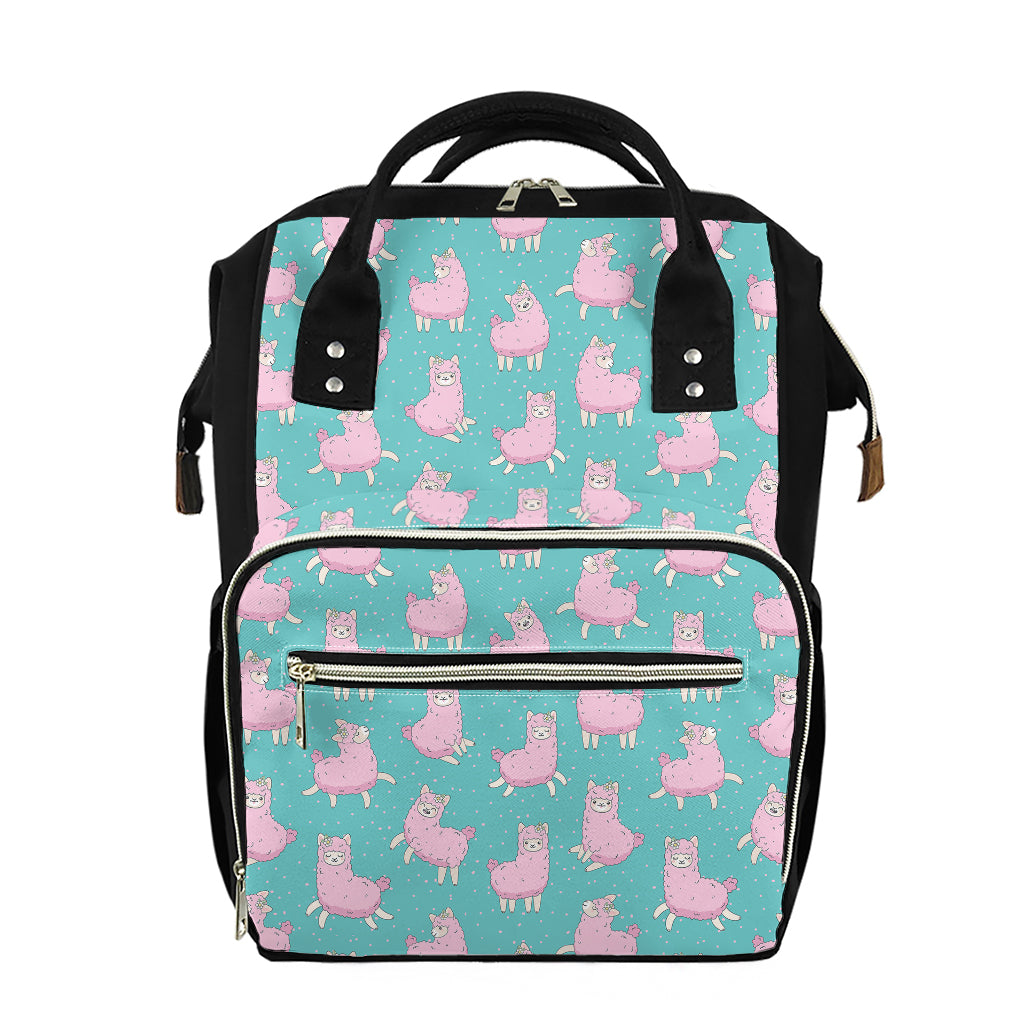 Cute Pink Llama Pattern Print Diaper Bag