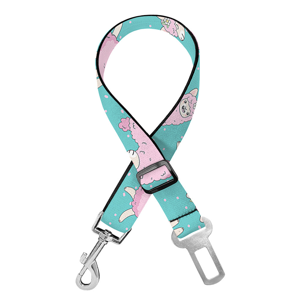 Cute Pink Llama Pattern Print Dog Seat Belt