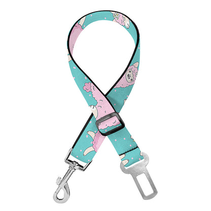 Cute Pink Llama Pattern Print Dog Seat Belt