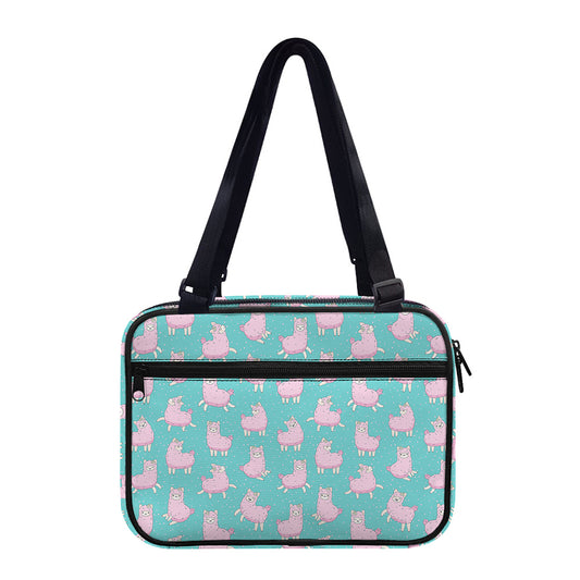 Cute Pink Llama Pattern Print Double Strap Bible Bag