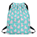 Cute Pink Llama Pattern Print Drawstring Backpack