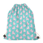 Cute Pink Llama Pattern Print Drawstring Bag