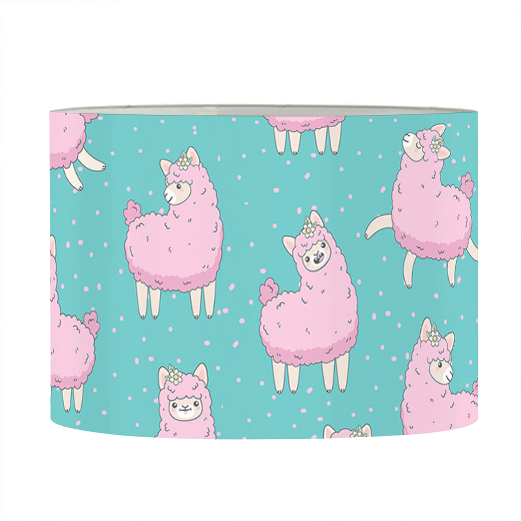 Cute Pink Llama Pattern Print Drum Lamp Shade