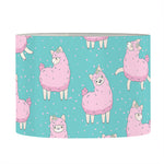 Cute Pink Llama Pattern Print Drum Lamp Shade
