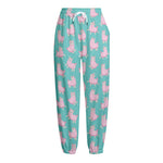 Cute Pink Llama Pattern Print Fleece Lined Knit Pants