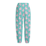 Cute Pink Llama Pattern Print Fleece Lined Knit Pants