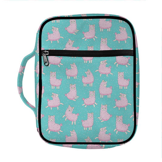 Cute Pink Llama Pattern Print Front Pocket Bible Bag