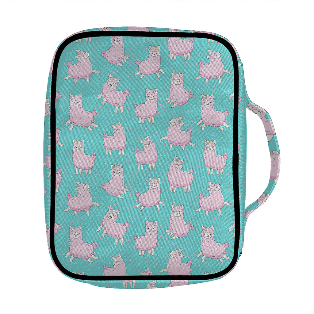 Cute Pink Llama Pattern Print Front Pocket Bible Bag