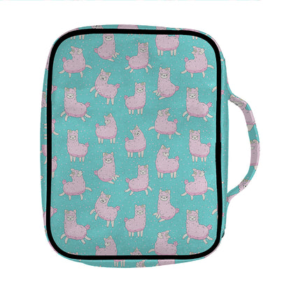 Cute Pink Llama Pattern Print Front Pocket Bible Bag