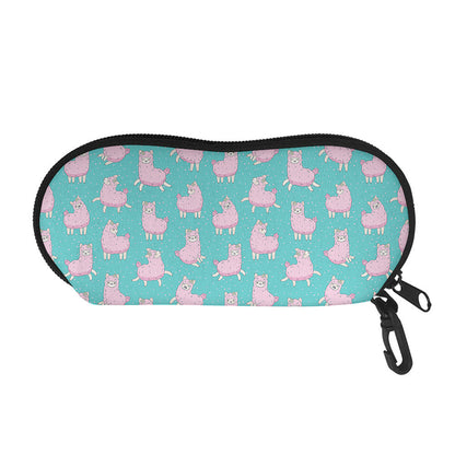 Cute Pink Llama Pattern Print Glasses Case