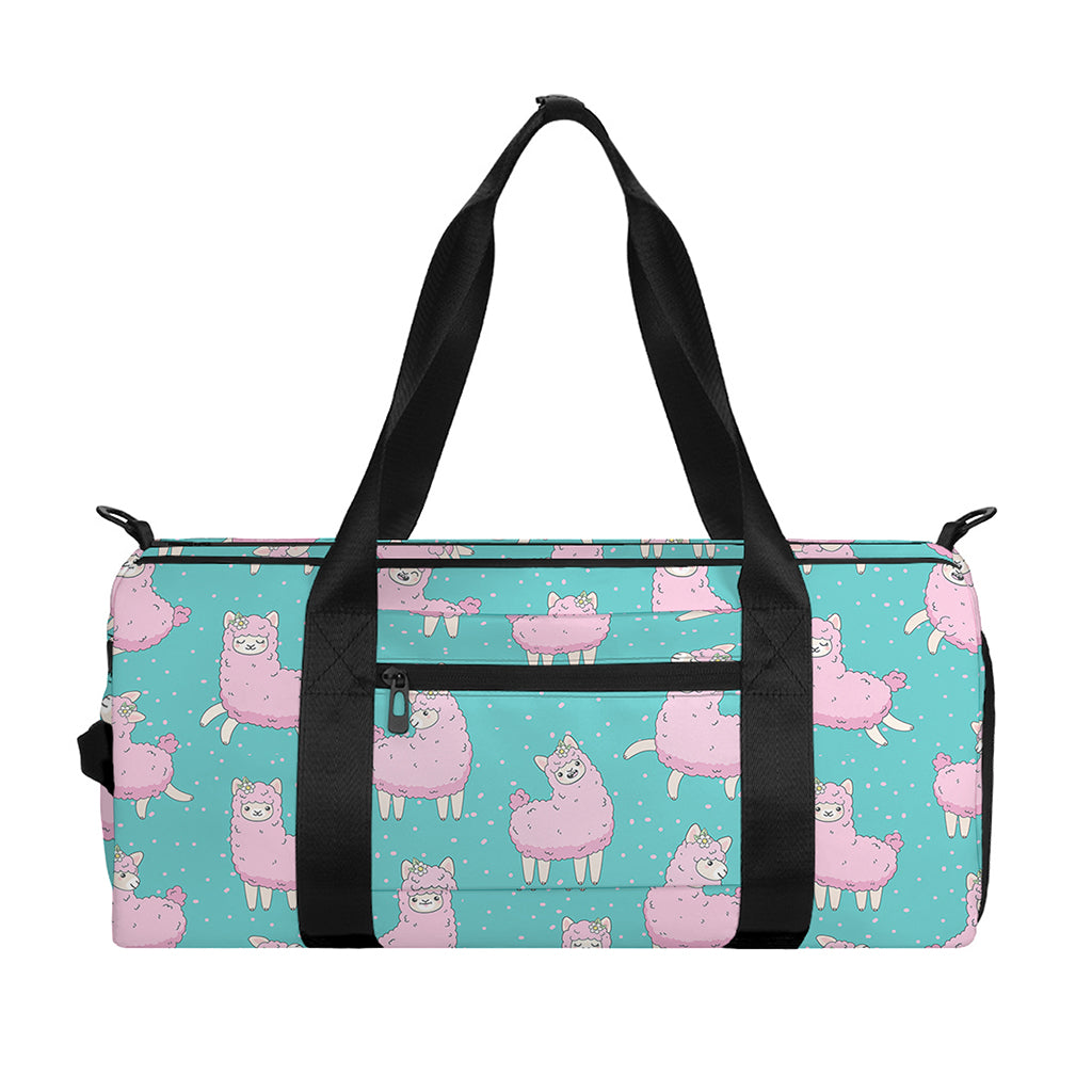 Cute Pink Llama Pattern Print Gym Bag
