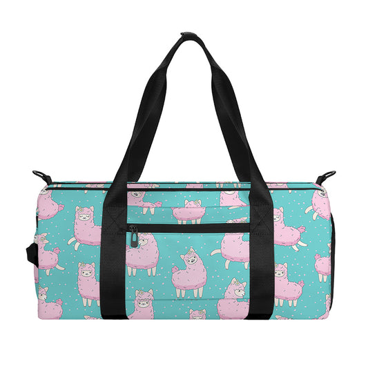 Cute Pink Llama Pattern Print Gym Bag