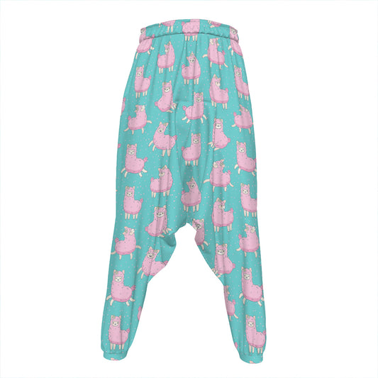 Cute Pink Llama Pattern Print Hammer Pants