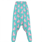 Cute Pink Llama Pattern Print Hammer Pants
