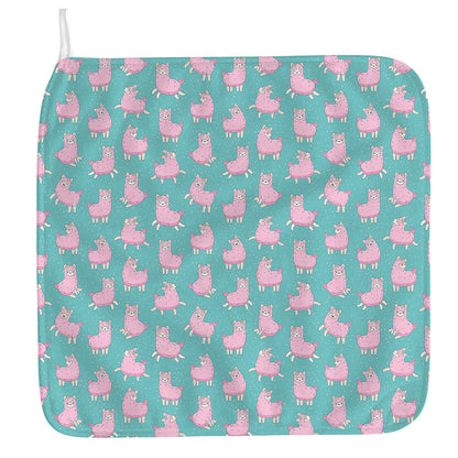 Cute Pink Llama Pattern Print Hand Towel
