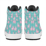 Cute Pink Llama Pattern Print High Top Leather Sneakers