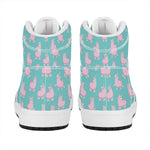 Cute Pink Llama Pattern Print High Top Leather Sneakers