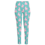 Cute Pink Llama Pattern Print High-Waisted Pocket Leggings