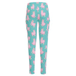 Cute Pink Llama Pattern Print High-Waisted Pocket Leggings