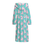 Cute Pink Llama Pattern Print Hooded Bathrobe
