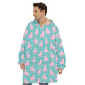 Cute Pink Llama Pattern Print Hoodie Blanket