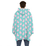 Cute Pink Llama Pattern Print Hoodie Blanket