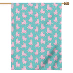 Cute Pink Llama Pattern Print House Flag