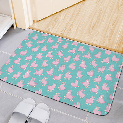 Cute Pink Llama Pattern Print Indoor Door Mat