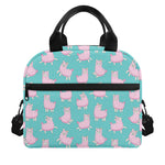 Cute Pink Llama Pattern Print Insulated Lunch Bag