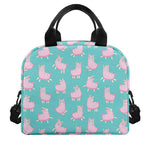 Cute Pink Llama Pattern Print Insulated Lunch Bag