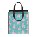 Cute Pink Llama Pattern Print Insulated Lunch Tote