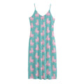 Cute Pink Llama Pattern Print Jersey Midi Cami Dress