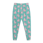 Cute Pink Llama Pattern Print Jogger Pants