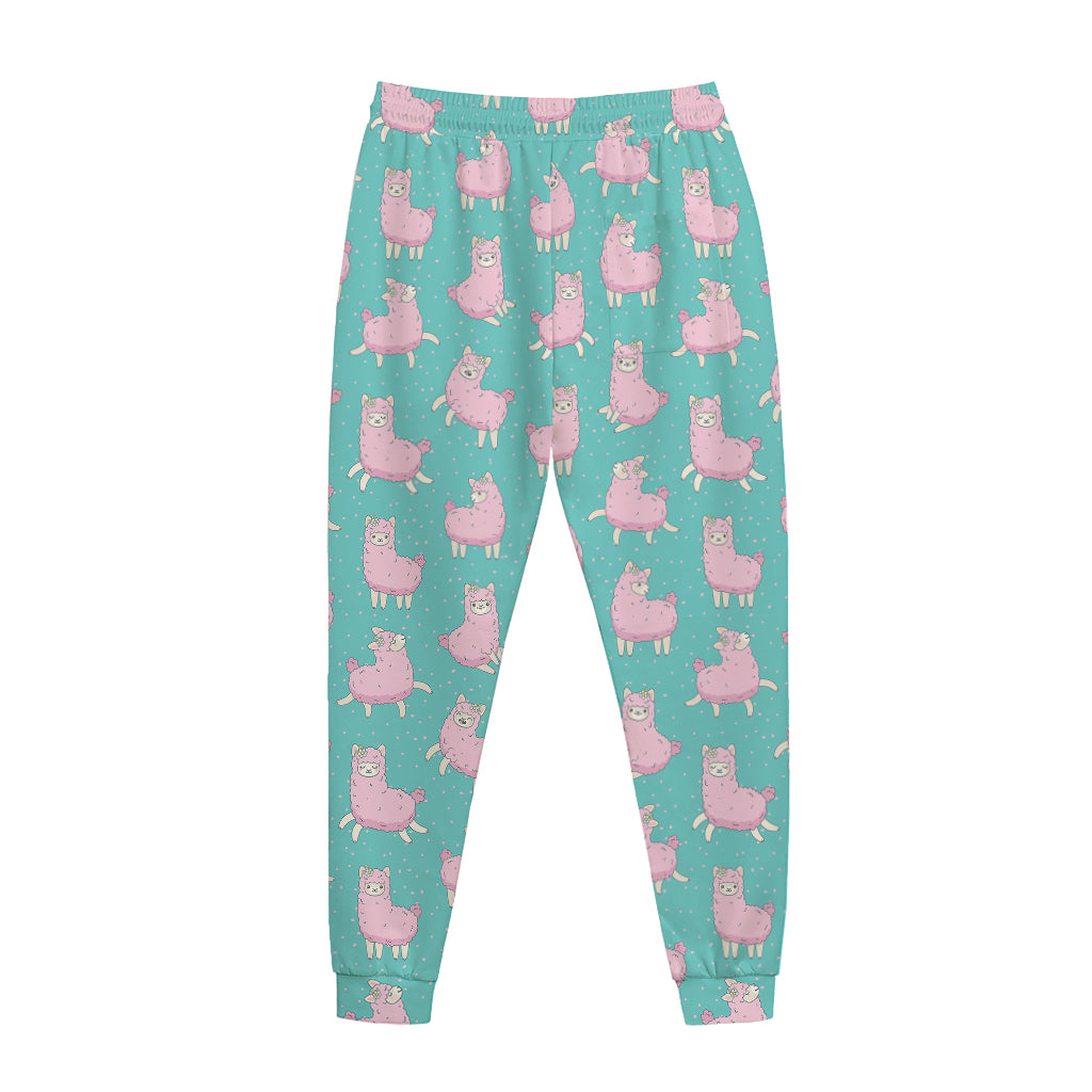Cute Pink Llama Pattern Print Jogger Pants