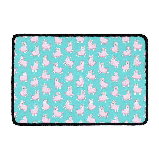 Cute Pink Llama Pattern Print Kitchen Mat