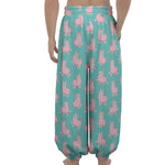 Cute Pink Llama Pattern Print Lantern Pants