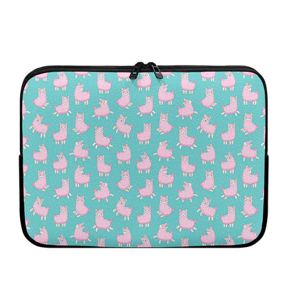 Cute Pink Llama Pattern Print Laptop Sleeve