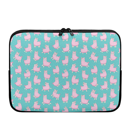 Cute Pink Llama Pattern Print Laptop Sleeve