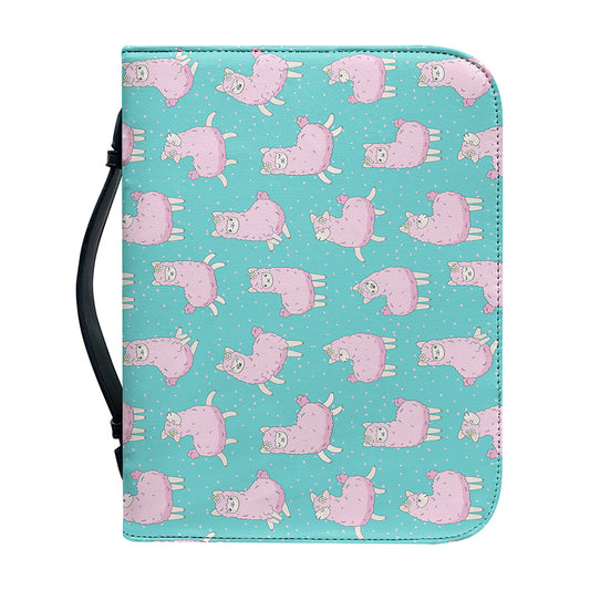 Cute Pink Llama Pattern Print Leather Bible Cover