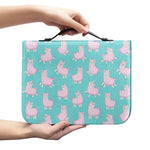 Cute Pink Llama Pattern Print Leather Bible Cover