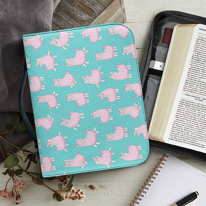 Cute Pink Llama Pattern Print Leather Bible Cover