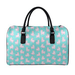 Cute Pink Llama Pattern Print Leather Duffle Bag