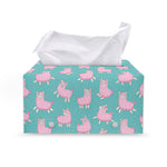 Cute Pink Llama Pattern Print Leather Tissue Box Cover